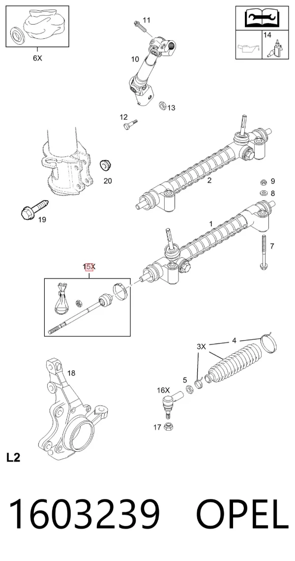 Tração de direção 1603239 Opel