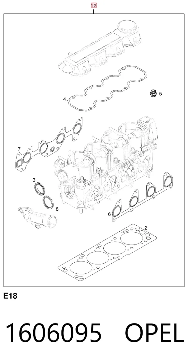 Kit superior de vedantes de motor 1606095 Opel