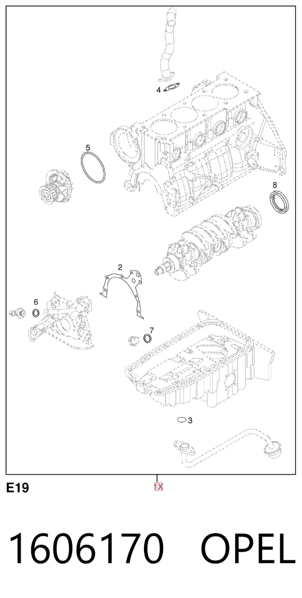 Kit inferior de vedantes de motor 1606170 Opel