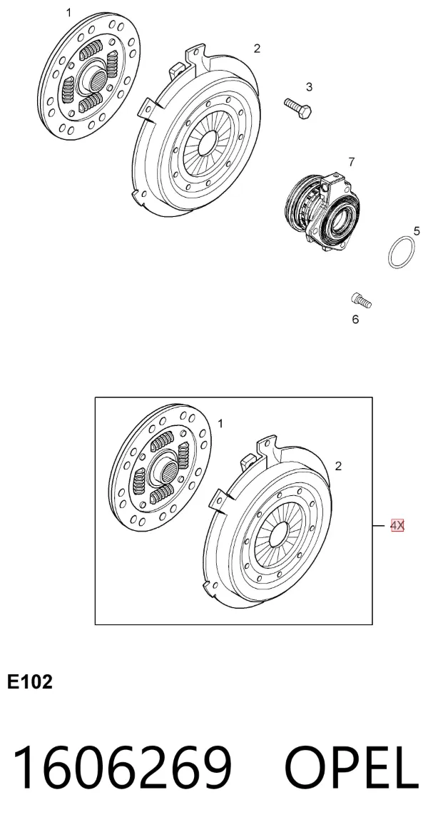Kit de embraiagem (3 peças) 1606269 Opel
