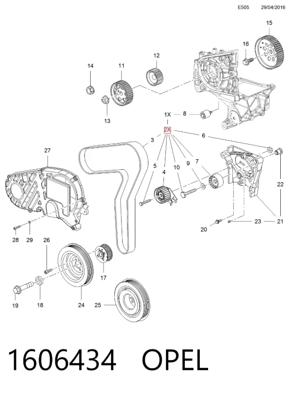 Correia do mecanismo de distribuição de gás, kit 1606434 Opel