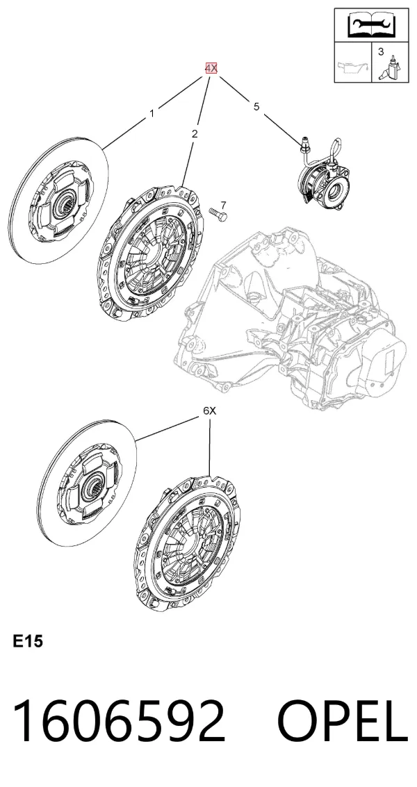 Kit de embraiagem (3 peças) 1606592 Opel