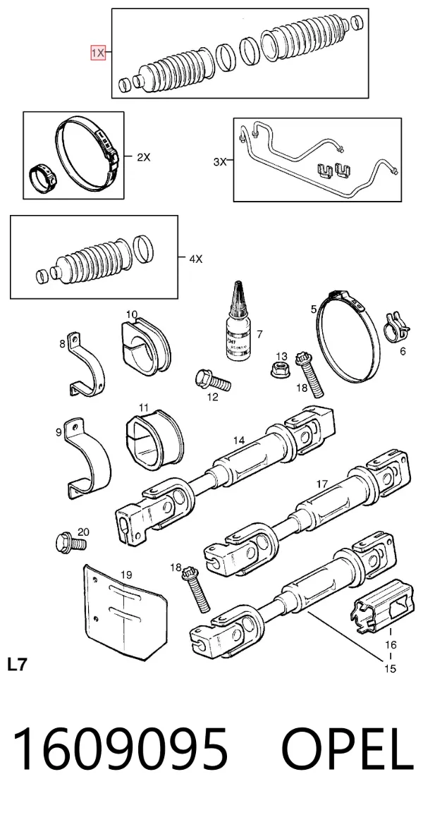 Bota de proteção do mecanismo de direção (de cremalheira) 1609095 Opel