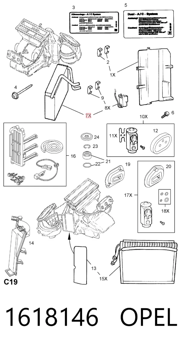 Vaporizador de aparelho de ar condicionado 1618146 Opel
