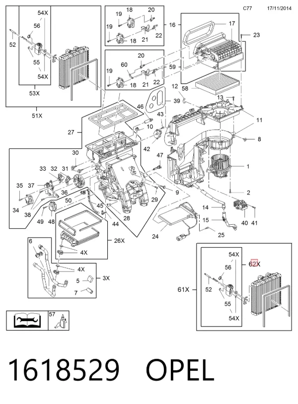 Válvula TRV de aparelho de ar condicionado 1618529 Opel