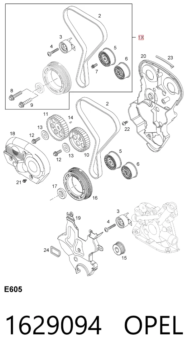 Correia do mecanismo de distribuição de gás, kit 1629094 Opel
