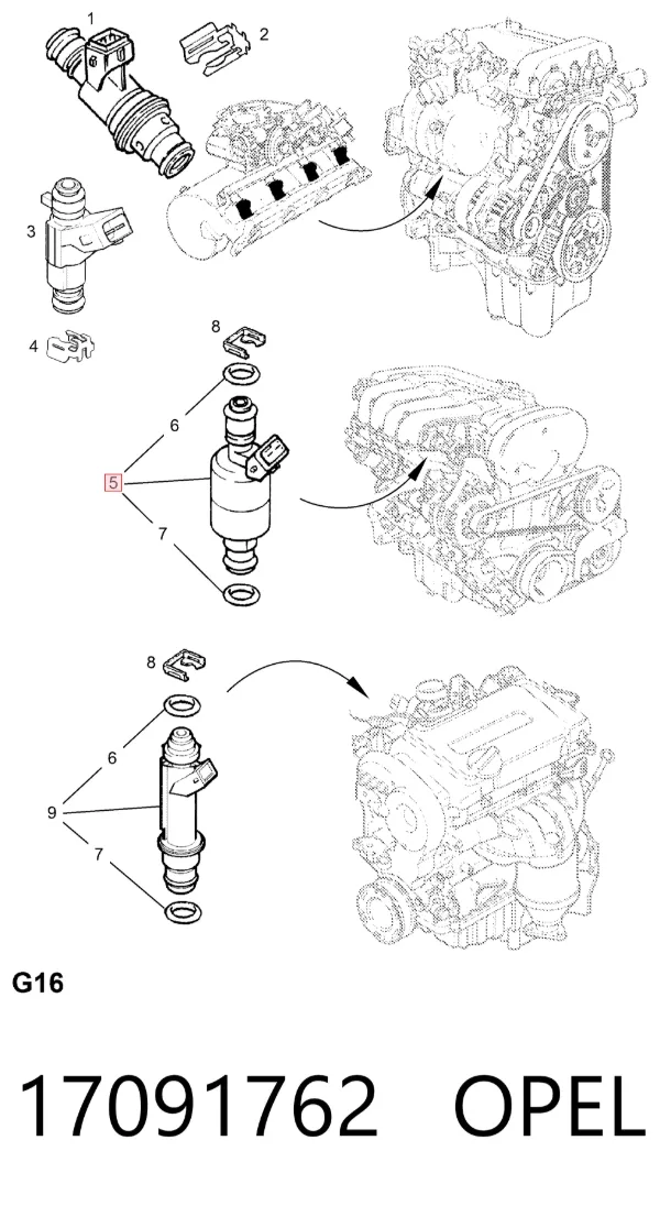 Injetor de injeção de combustível 17091762 Opel