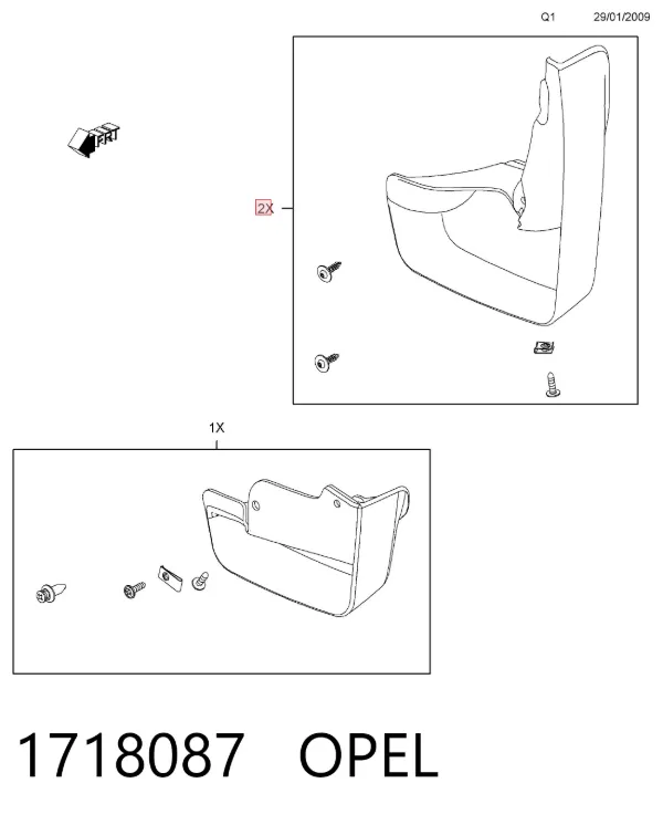 Protetores de lama traseiros, kit Opel Insignia A