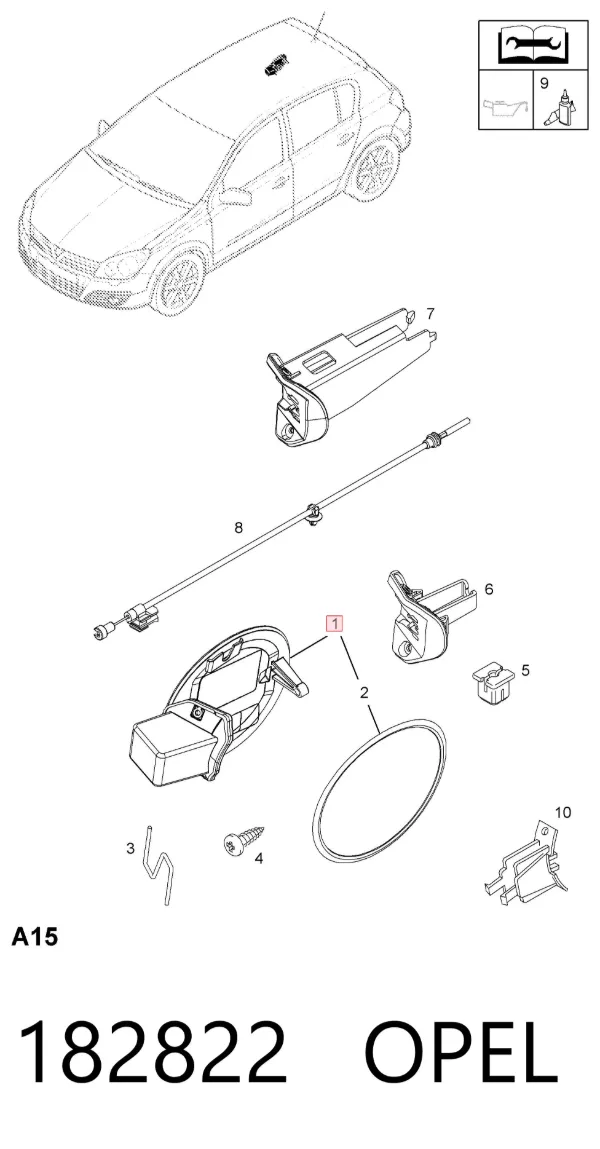 Alcapão do tanque de combustível 182822 Opel