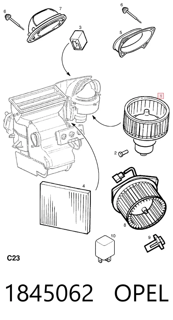 Motor de ventilador de forno (de aquecedor de salão) 1845062 Opel