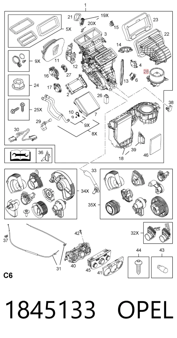 Motor de ventilador de forno (de aquecedor de salão) 1845133 Opel