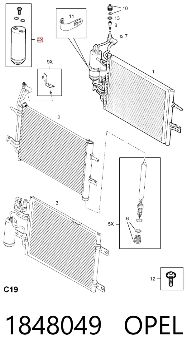 Tanque de recepção do secador de aparelho de ar condicionado 1848049 Opel