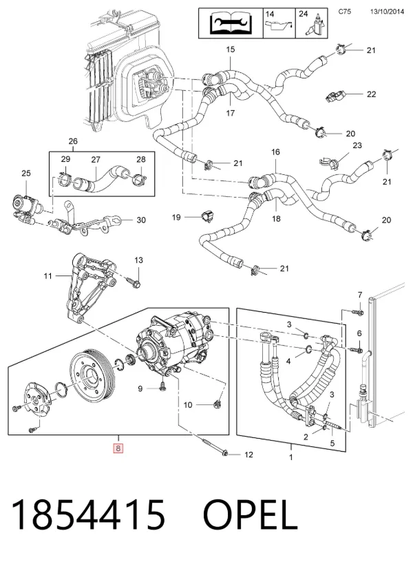 Compressor de aparelho de ar condicionado 1854415 Opel