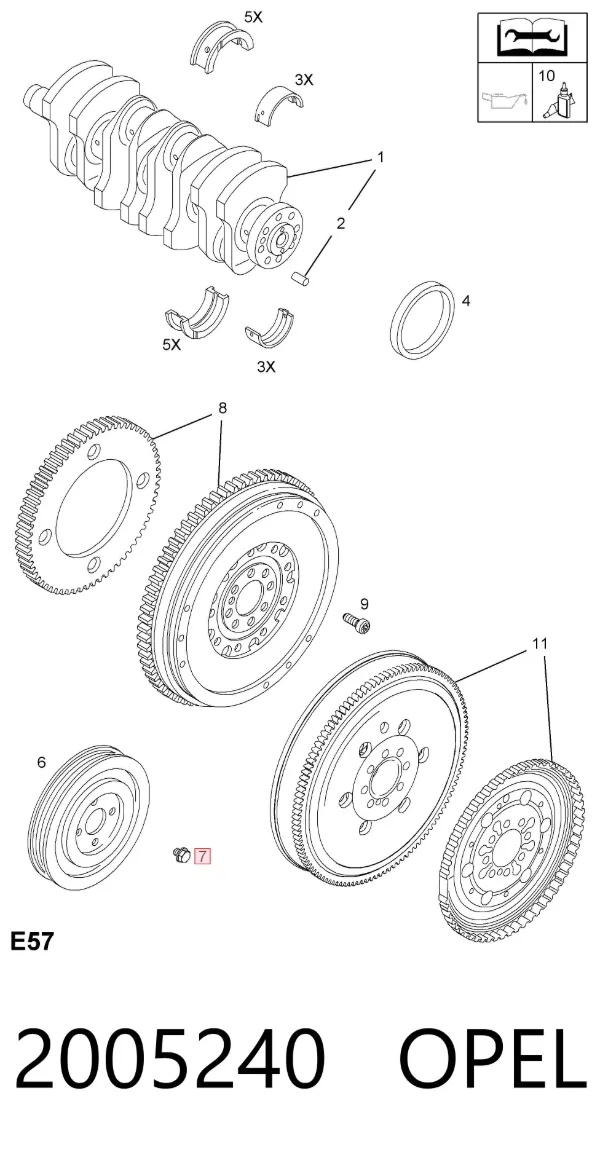 Parafuso da polia de cambota 2005240 Opel