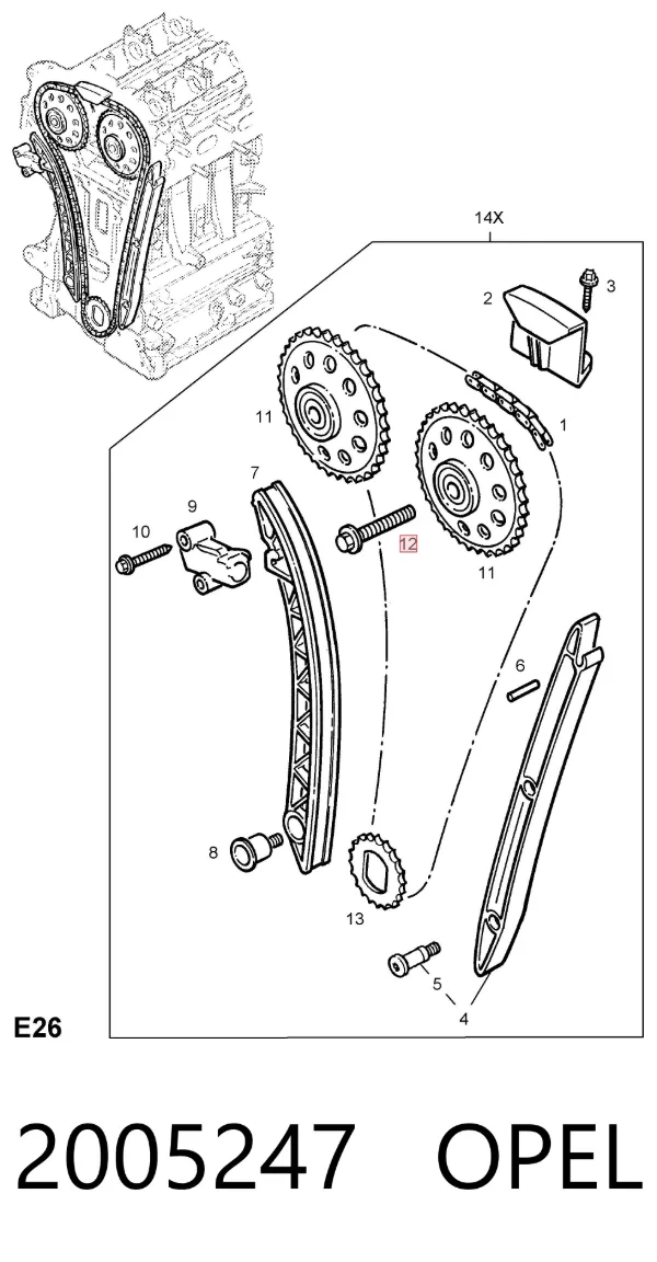 Parafuso da engrenagem da árvore distribuidora 2005247 Opel