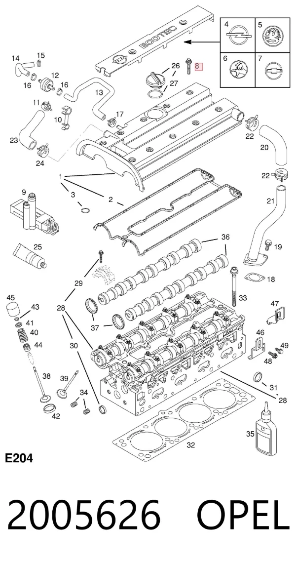 Cadeia do mecanismo de distribuição de gás, kit 2005626 Opel