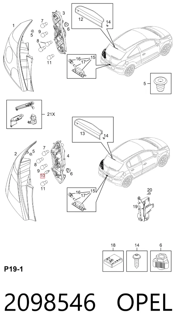 Lâmpada 2098546 Opel