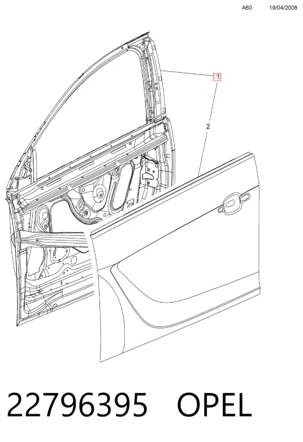 Porta dianteira esquerda 22796395 Opel