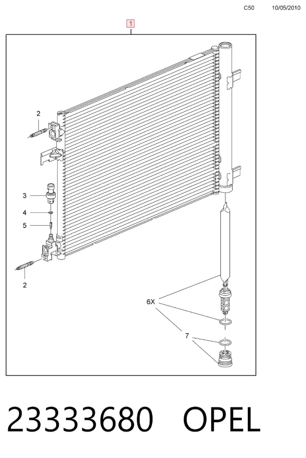 Radiador de aparelho de ar condicionado 23333680 Opel