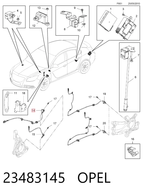 Sensor dianteiro de ABS 23483145 Opel