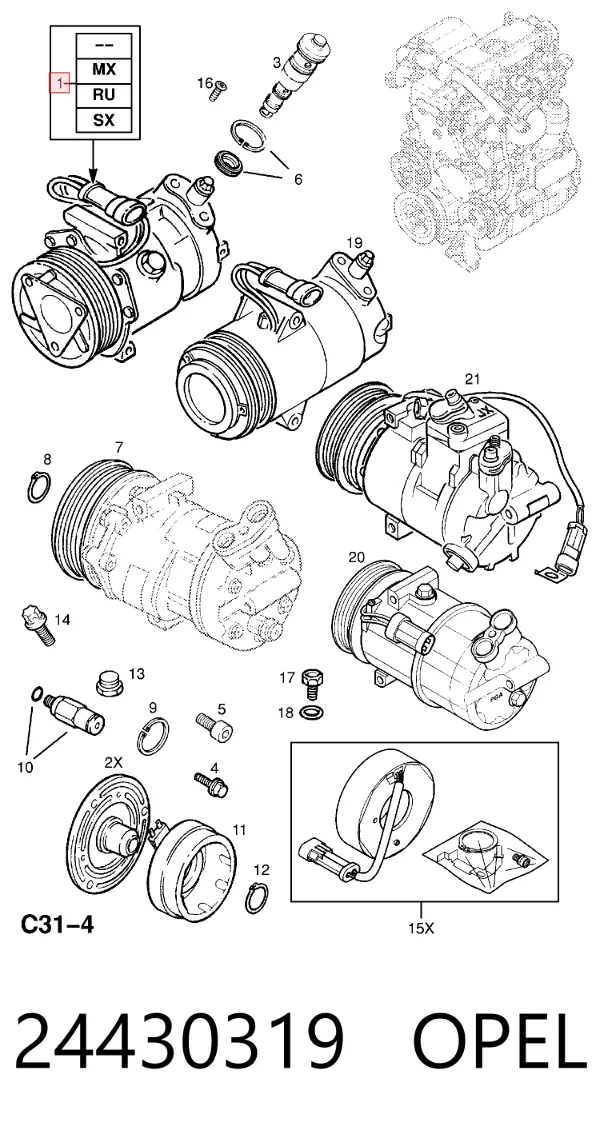 Compressor de aparelho de ar condicionado 24430319 Opel