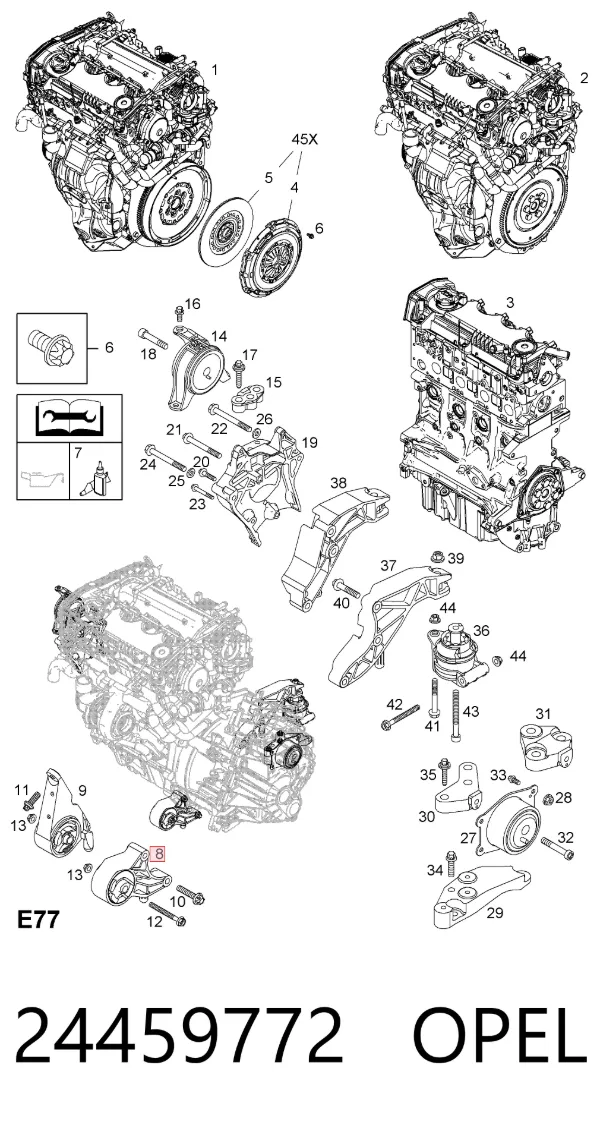 Coxim (suporte) dianteiro de motor 24459772 Opel