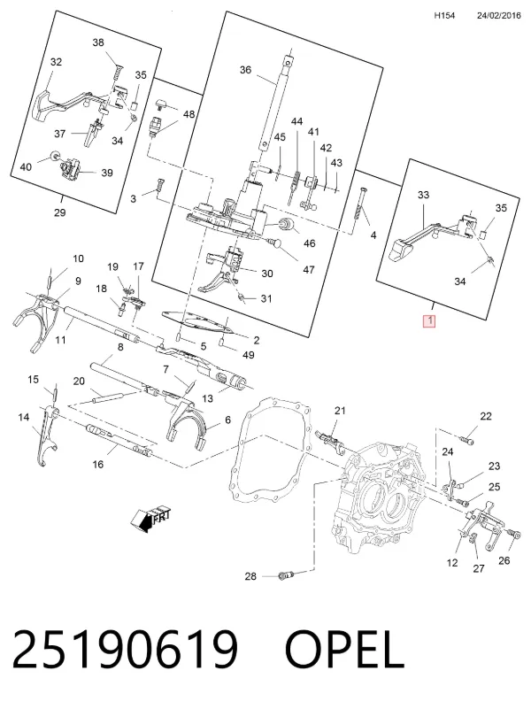 Mecanismo de mudança (ligação) Opel Mokka I