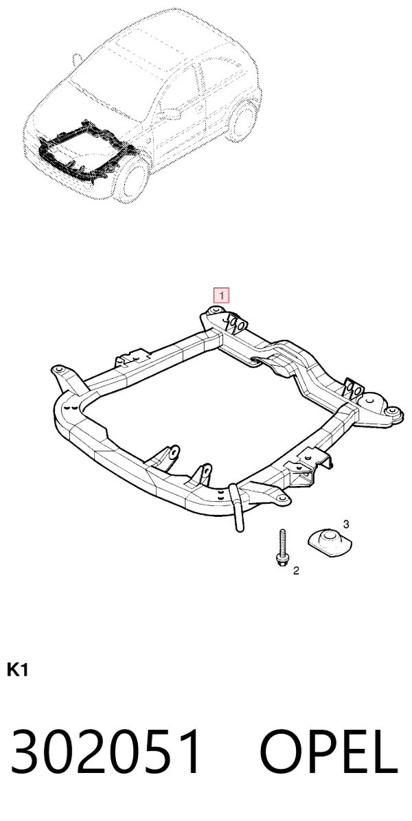 Viga de suspensão dianteira (plataforma veicular) 302051 Opel