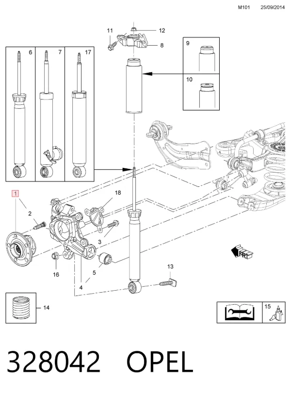 Cubo dianteiro 328042 Opel