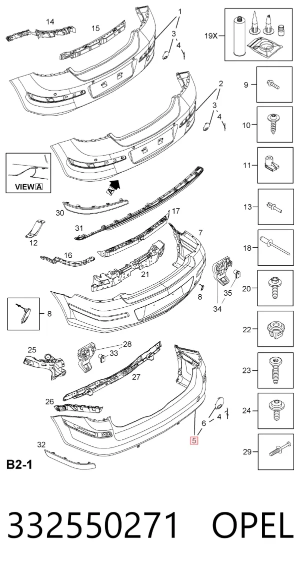 Pára-choque traseiro 332550271 Opel