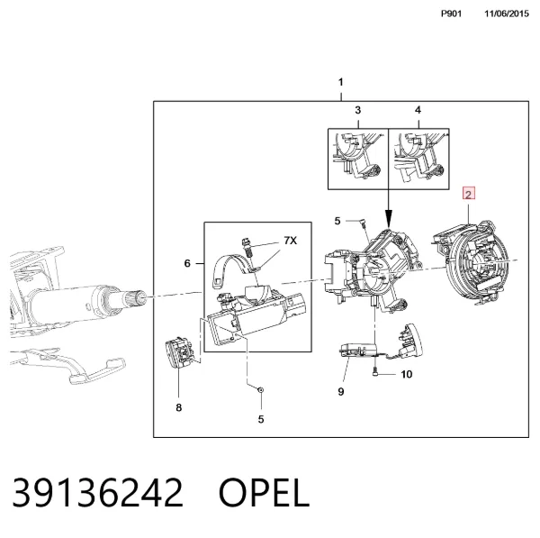 Anel AIRBAG de contato, cabo plano do volante 39136242 Opel