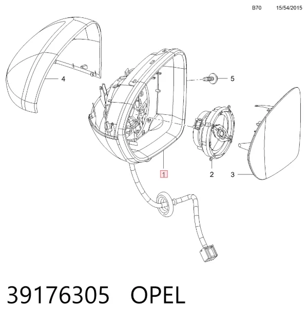 Espelho de retrovisão esquerdo 39176305 Opel