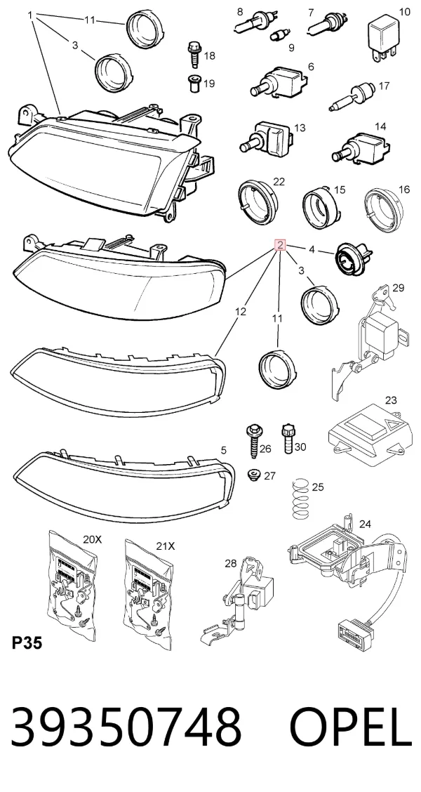 Luz esquerda 39350748 Opel