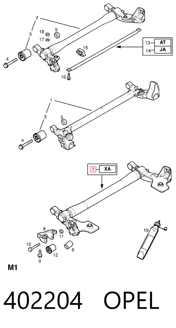 Viga de suspensão traseira (plataforma veicular) 402204 Opel