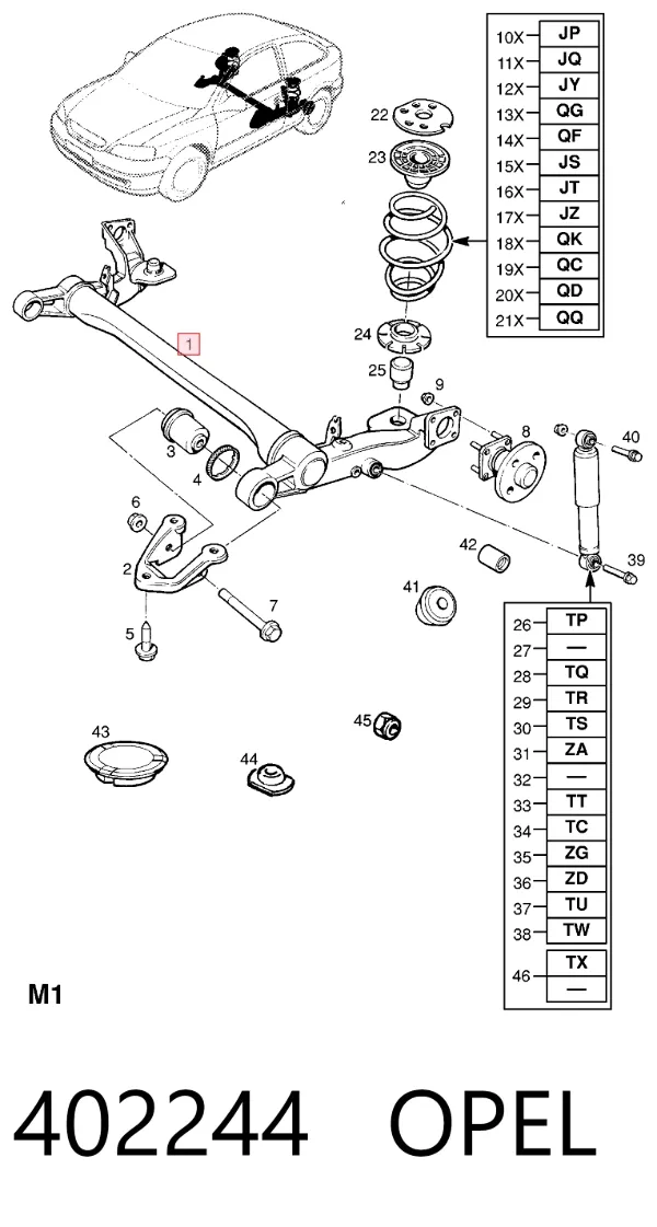 Viga de suspensão traseira (plataforma veicular) Opel Astra G