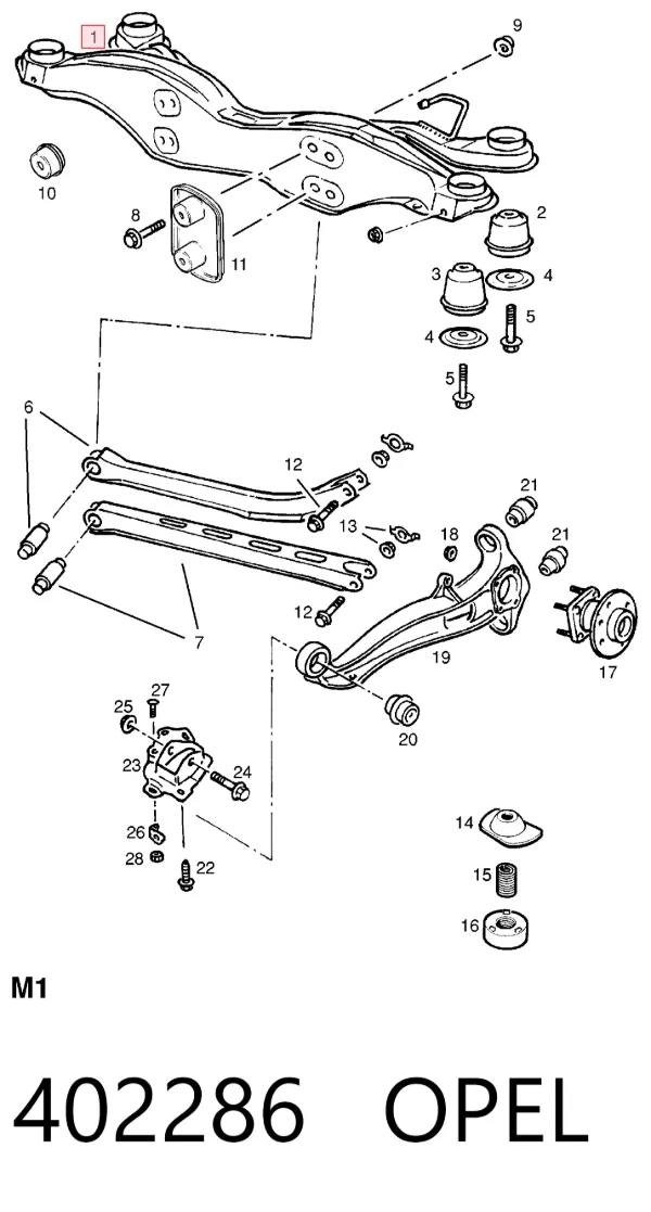 Viga de suspensão traseira (plataforma veicular) Opel Vectra B