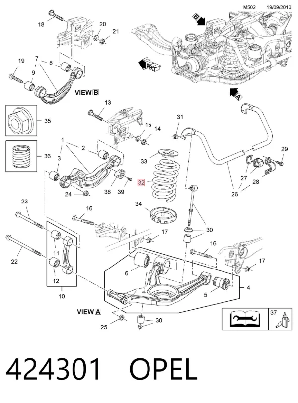Mola traseira 424301 Opel