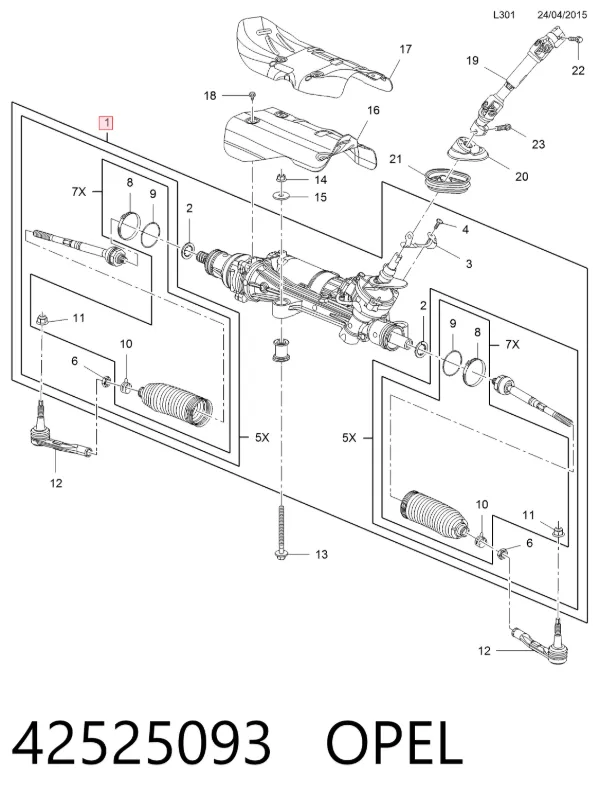 Cremalheira da direção 42525093 Opel