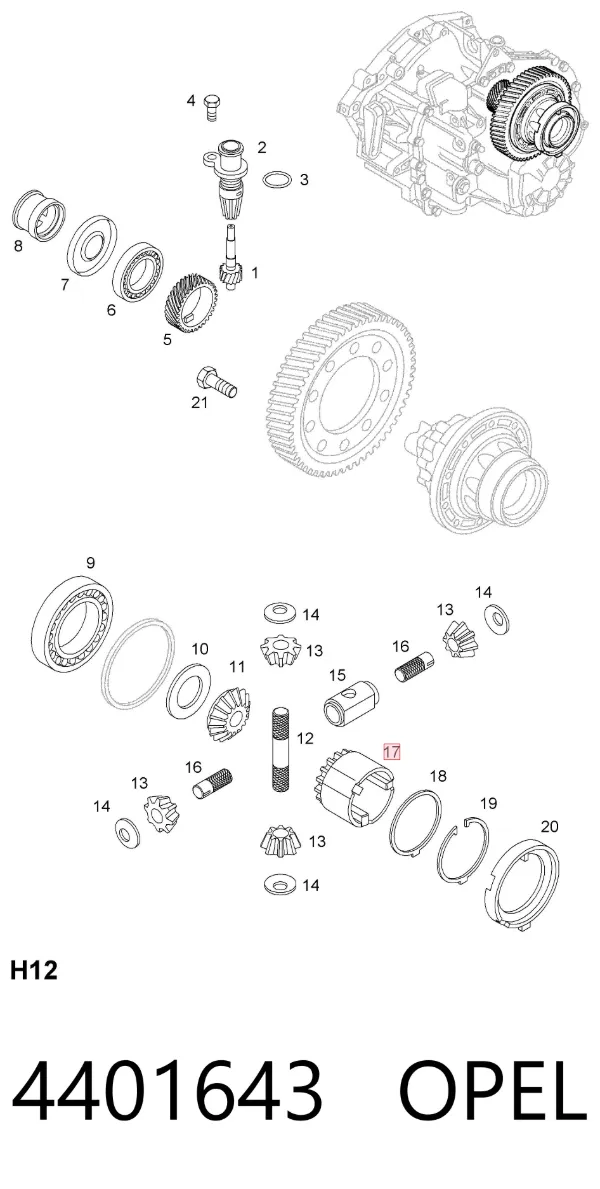 Satélite de diferencial 4401643 Opel