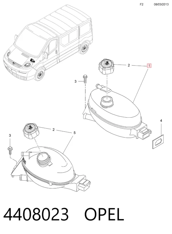 Tanque de expansão do sistema de esfriamento 4408023 Opel