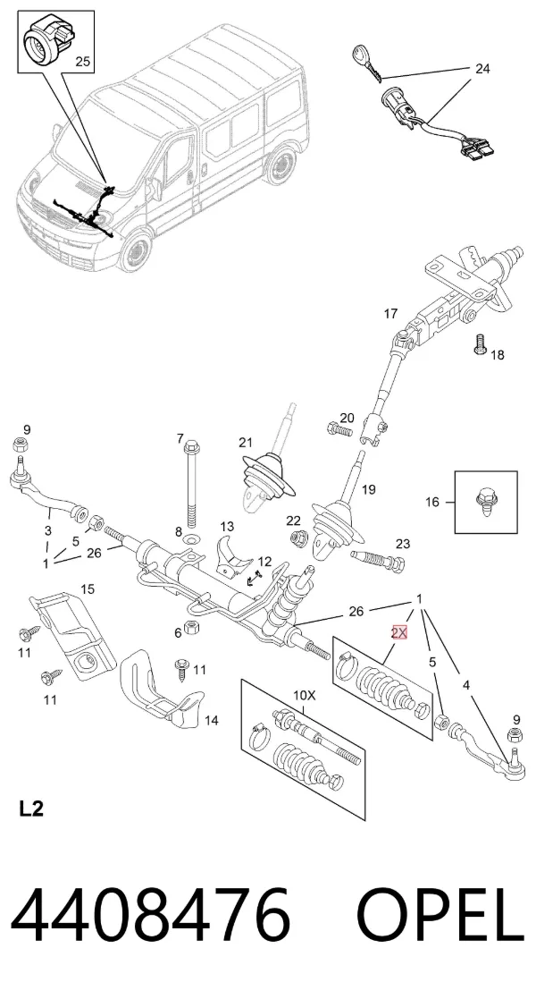 Bota de proteção do mecanismo de direção (de cremalheira) 4408476 Opel