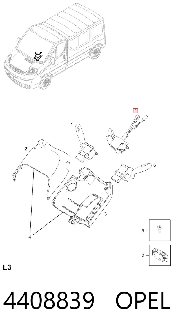 Anel AIRBAG de contato, cabo plano do volante Opel Vivaro A