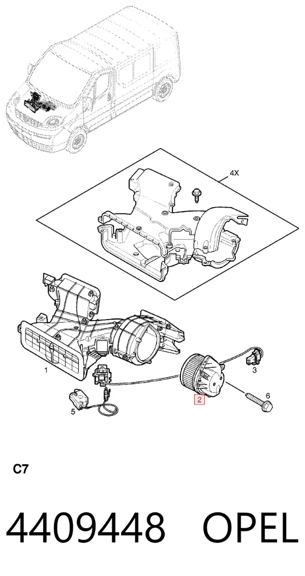 Motor de ventilador de forno (de aquecedor de salão) 4409448 Opel