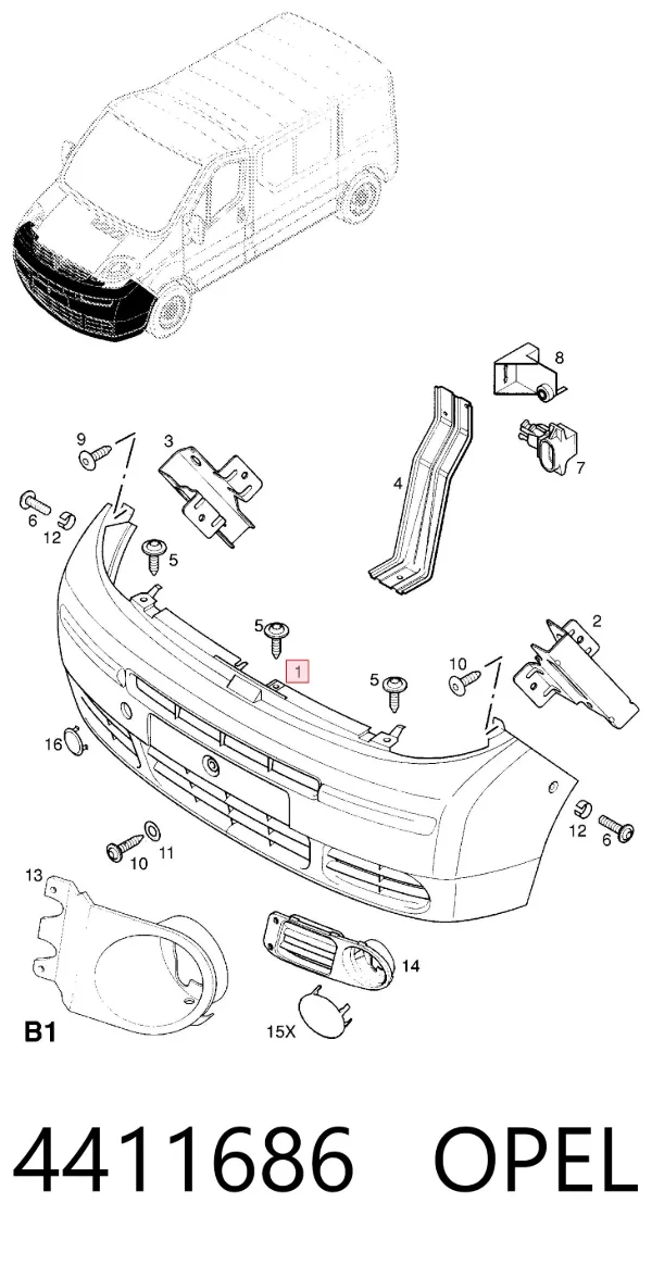 Pára-choque dianteiro 4411686 Opel