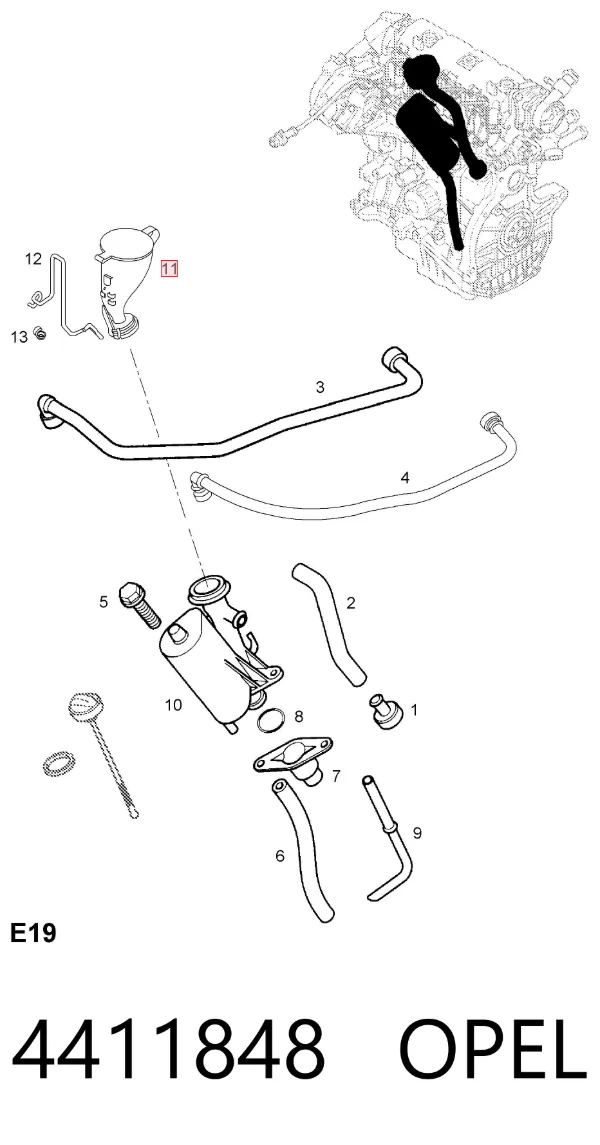 Gargalo de enchimento de óleo 4411848 Opel