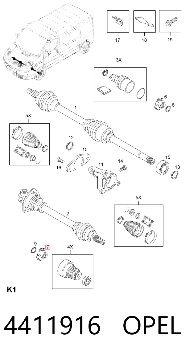 Junta homocinética interna, tripé 4411916 Opel