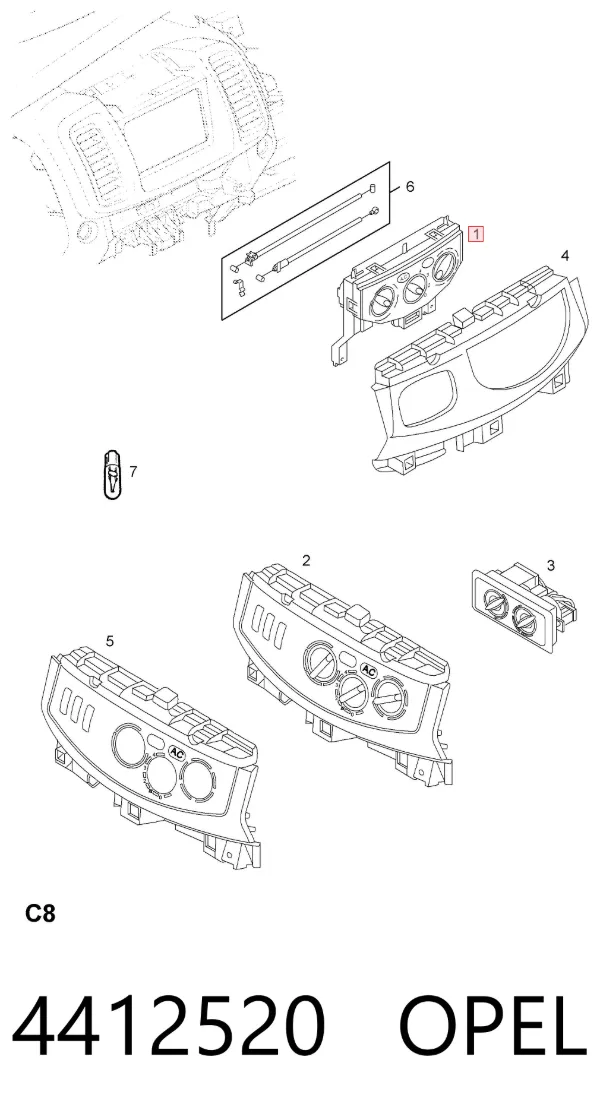Unidade de controlo dos modos de aquecimento/condicionamento 4412520 Opel