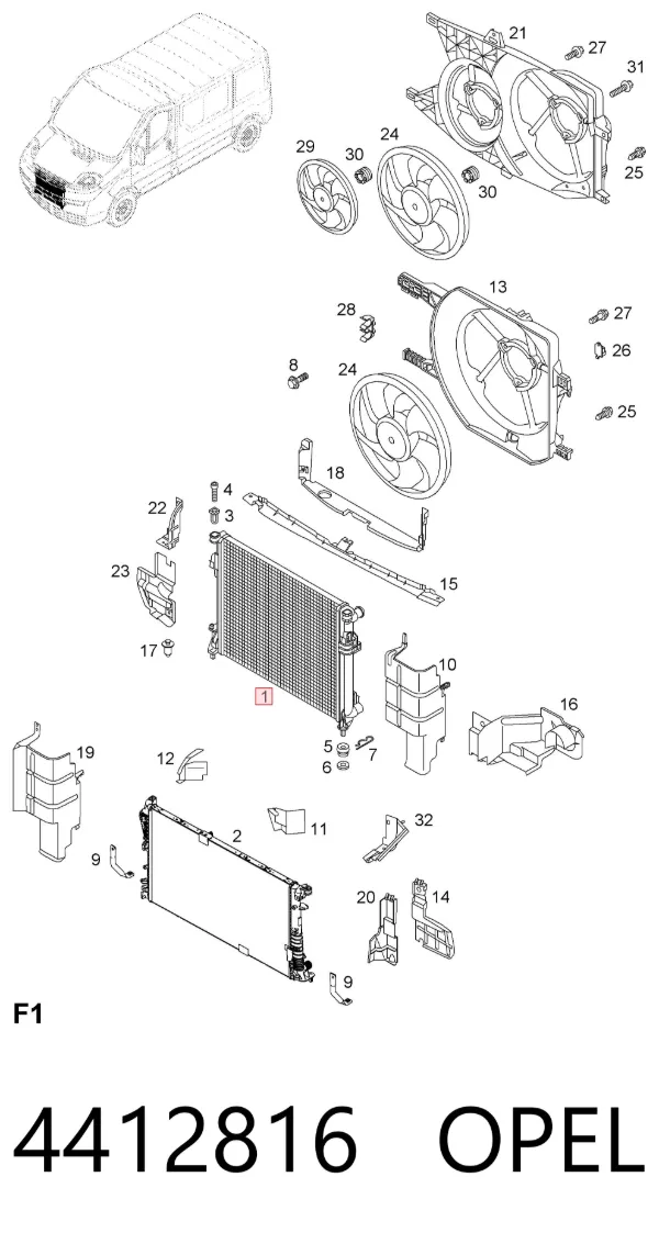 Radiador de esfriamento de motor 4412816 Opel