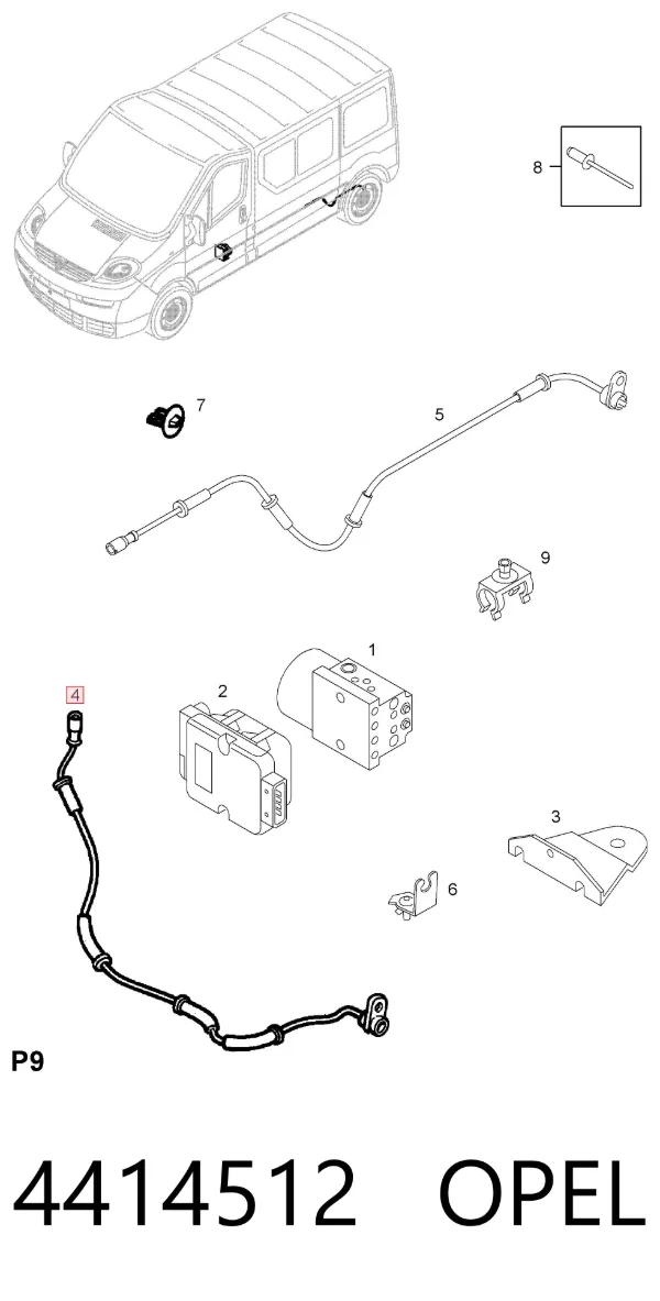 Sensor dianteiro de ABS 4414512 Opel