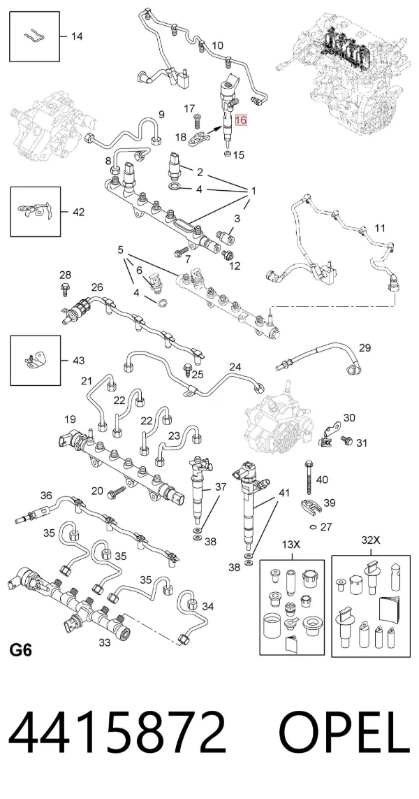 Injetor de injeção de combustível 4415872 Opel